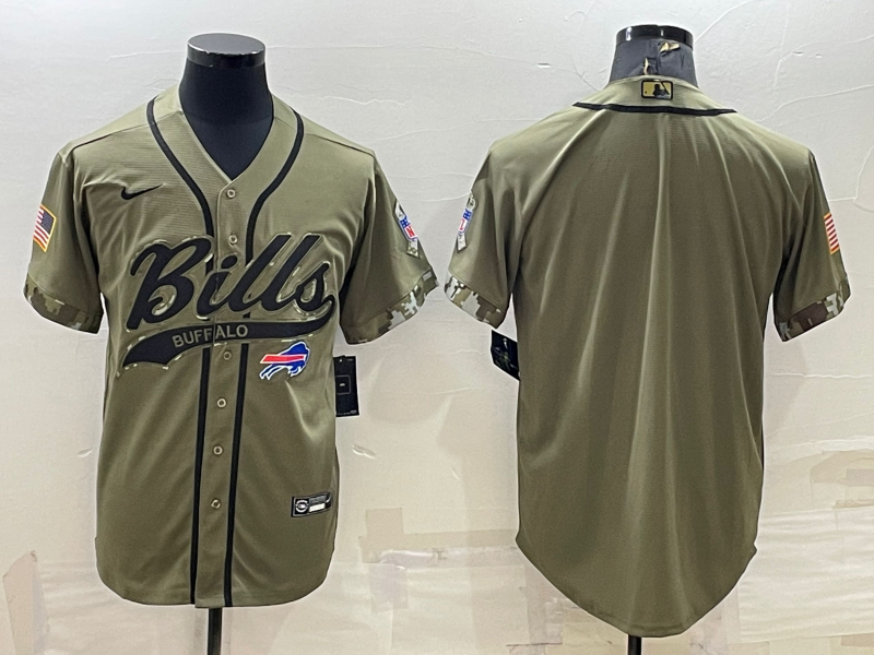 Men's Buffalo Bills Blank Olive Salute to Service Cool Base Stitched Baseball Jersey Men's Buffalo Bills Blank Olive Salute to Service Cool Base Stitched Baseball Jersey